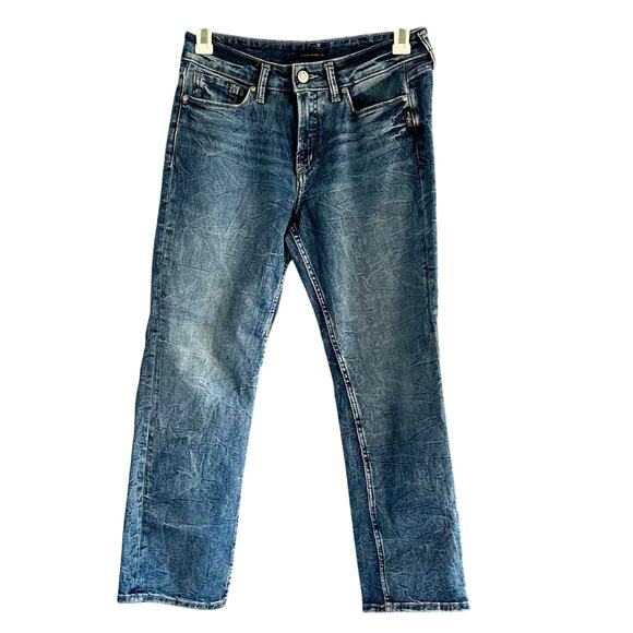 Womens Jeans Size 8 Blue Denim Y2K Distressed Classic Casual - Picture 1 of 8